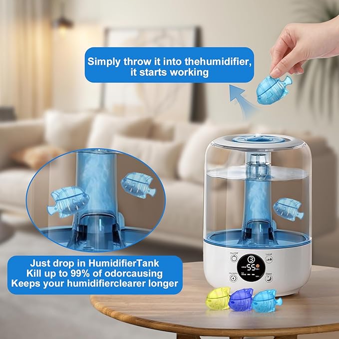 10PC Humidifier Cleaner Fish Universal Humidifier Tank Cleaner Cleaner(Blue Purple)
