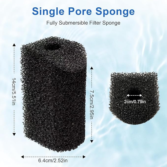 Aquarium Filter Sponge, Compatible with Penn-Plax Cascade 600 Filter, Provides Physical and Biological Filtration for Aquariums(2 Sponge)