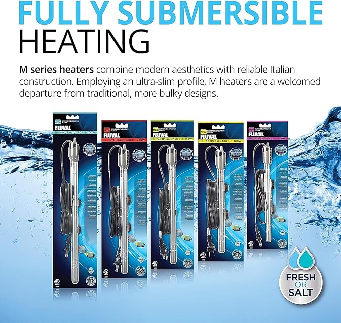 Fluval M 100-Watt Submersible Aquarium Heater – Compact, High-Performance, Reliable Heating For Fresh & Saltwater Tanks