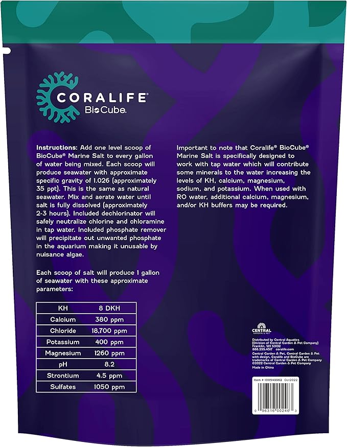 Coralife BioCube Aquarium Fish Tank Marine Salt, 30 Gallon