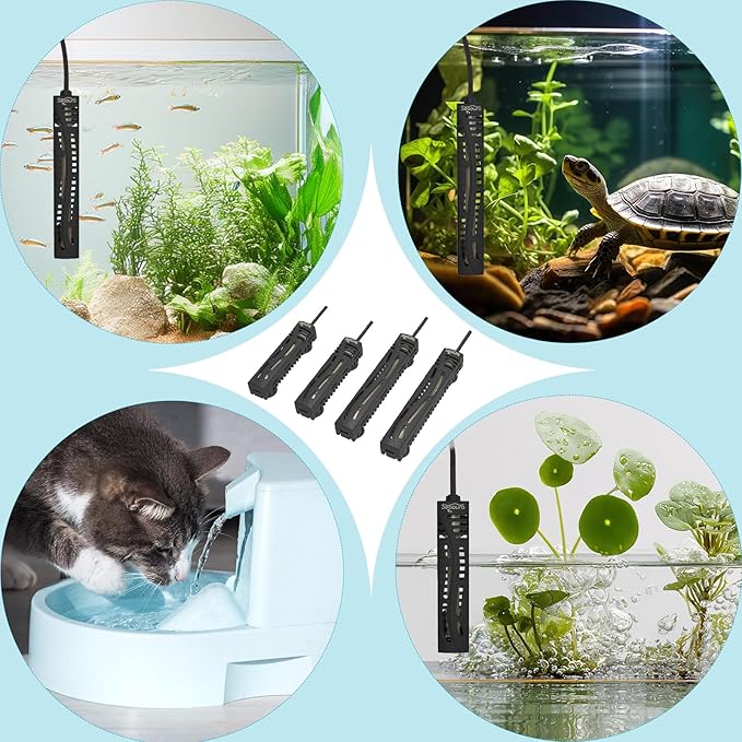 SEAOURA Small Aquarium Heater, 50W Mini Fish Tank Heater, Adjustable Submersible Aquarium Heater with External Digital Controller for Turtle, Betta, Freshwater, Saltwater, 5-15 Gallon