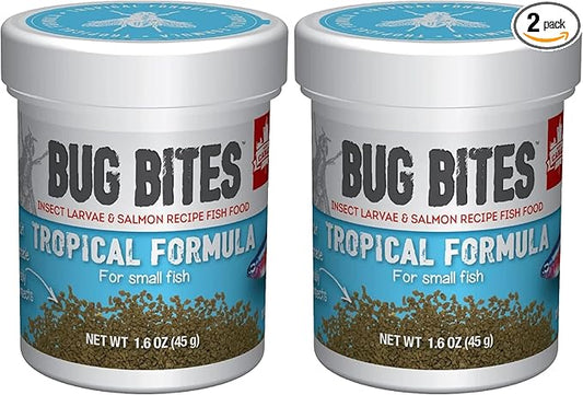 Fluval Bug Bites Tropical Fish Food | Small Granules | For Small-Medium Fish | 1.6 oz | Pack of 2