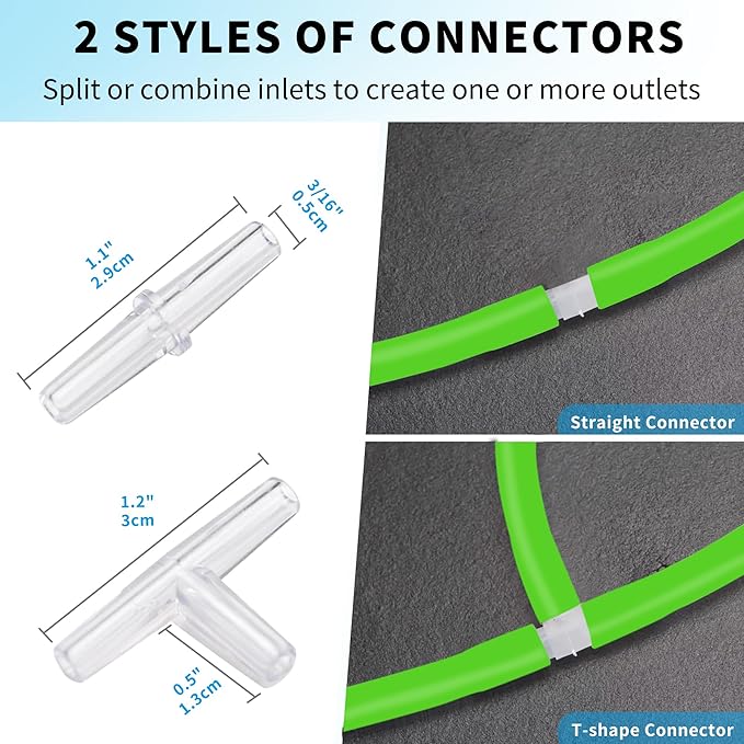 Premium 25FT 3/16inch Air Hose for Aquarium with Connector,Check Valve, Control Valve Accessories (Green, 25 ft.)