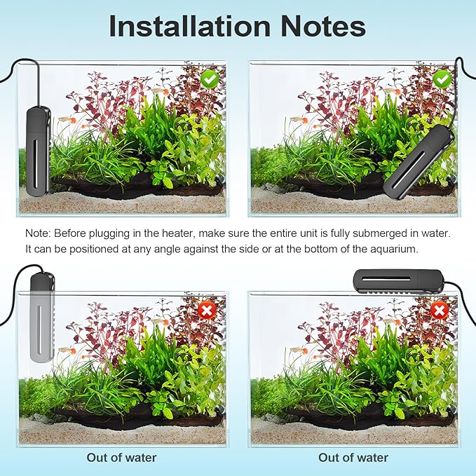 HiTauing Aquarium Heater, 100W/200W/300W/500W Fish Tank Heater with Upgraded LED Large Display, Up/Down Control Buttons and Intelligent Leaving Water Automatic Power-Off for Saltwater and Freshwater