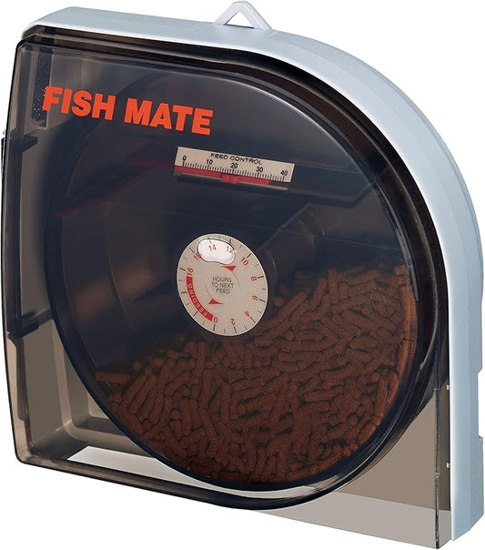 Fish Mate P21 Automatic Pond Fish Feeder – 21 Day Quartz Timer Feeder for Ponds & Large Aquariums, Waterproof Battery Operated, Adjustable Portions, Suitable for Pellets & Flakes