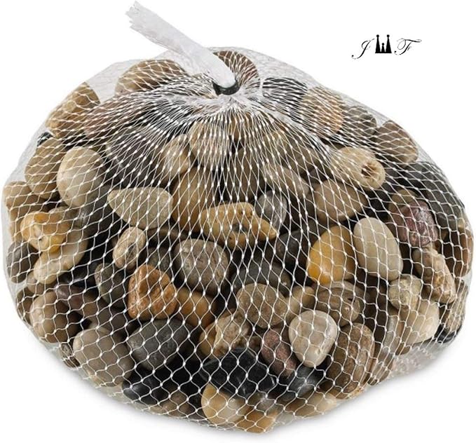 2 Pounds River Rock Stones - Natural Polished, Pebbles, Outdoor Decorative Stones, Natural Gravel, For Aquariums, Landscaping, Vase Fillers, Succulent, Tillandsia, Cactus pot, Terrarium Plants