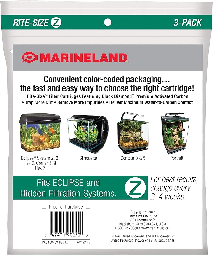 Marineland Eclipse Replacement Filter Cartridges, for Aquarium Filtration (Pack of 2)