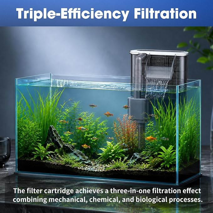 ENLOY Large Aquarium EcoRenew Filter Cartridges Replacement for Universal Aquarium Filter 50-90 Gallon, Fish Tank Filter with Activated Carbon, Fits Freshwater and Saltwater Aquariums, 12 Pack