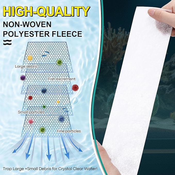 Dreyoo Replacement Fleece Roll Compatible with Reef 250, 105 Ft – Easy Install, Superior Filtration for Clean, Clear Reef Tanks – Ideal for Aquarium Enthusiasts, Fit Roller Mat Filter(1 Pack)