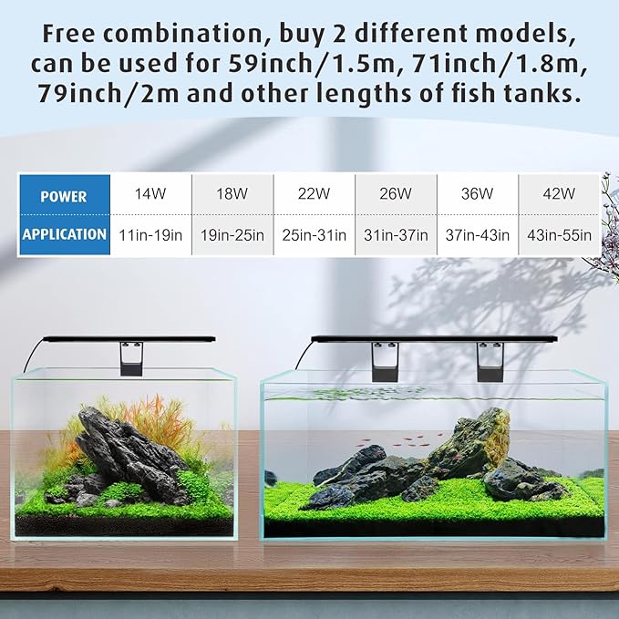 hygger Clip On Full Spectrum Aquarium LED Light, 42W Day-Night Dual Timer Sunrise-Day-Sunset-Moon Fish Tank Light, Adjustable Timer Brightness with 9 Colors for Planted Tank