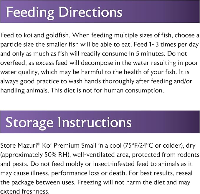 Mazuri Koi Premium Food Medium - 4mm Pellet Food for Koi Over 6 inches Long, 20 Pound (20 LB) Bag