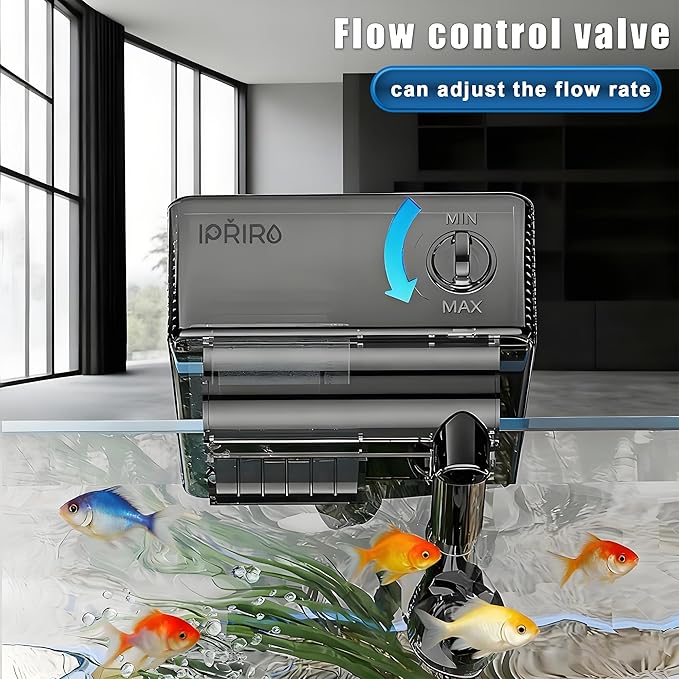 Slim Aquarium Filter, Quiet Fish Tank HOB Filters for up to 5 Gallon Aquariums, 300L/H Adjustable Flow