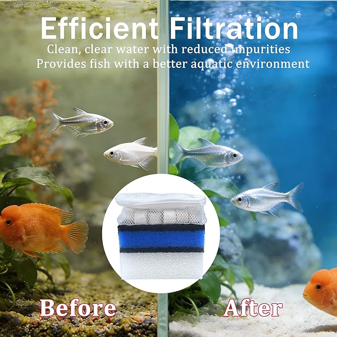 NEWKE 17 Pack Upgraded Three-Stage Filtration Tank Filter for AquaClear 50 Power Filter, Maintenance Kit Replacement for Fish Tank Filter for 20- to 50-Gallon Aquariums