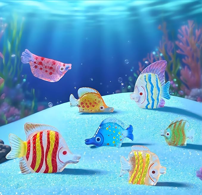 9 Pcs Miniature Flat Fish Aquarium Decor - Vibrant Handmade Underwater Simulation Models for Fish Tank Landscape, Creative Ocean Theme Ornaments, DIY Marine World Hanging Accessories & Desktop Display