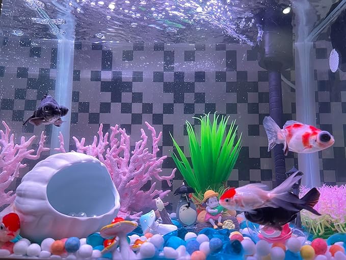 YZHZOM Mermaids Fish Tank Decorations Set - 8 Pieces, Artificial Plastic Plants, Aquarium Decor