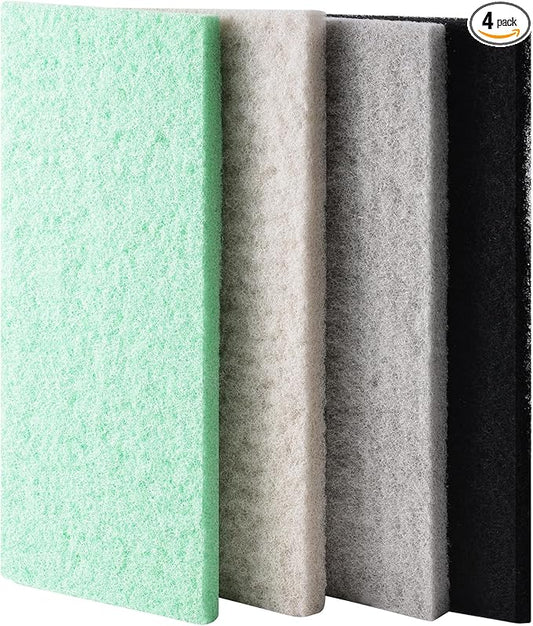 4-Pack Mixed Aquarium Filter Sponge, Cut-to-Fit Filter Media with Ammonia&Carbon&Phosphate Reducer, Aquarium Foam Floss for Fish Tank Sump Ponds (12.6" x 5" x 1'')