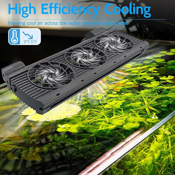Upgrade Aquarium Fan with Memory Function,Fish Tank Cooling Fan,Aquarium Cooler Water Chiller for Axolotl Betta Fish Accessories with Adjustable Speed and Timer(3 fan)
