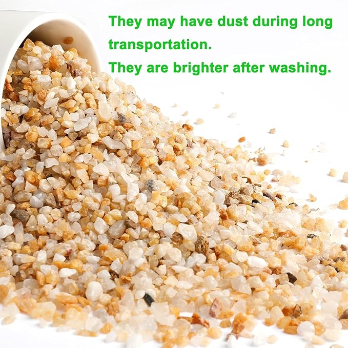 1/8inch-1/5inch Coarse Silica Sand Stones, Boniosz 2.4lb Succulent and Cactus Bonsai Rocks Small Decorative Pebbles for Terrariums, Fairy Gardening, Top Dressing, and Houseplants