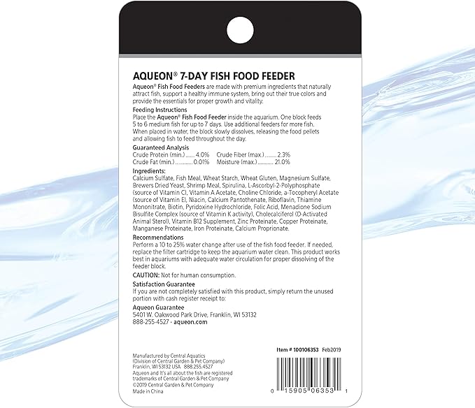 Aqueon 7 Day Vacation Feeder Slow- Release Fish Food for Tropical Fish - 1 Pack