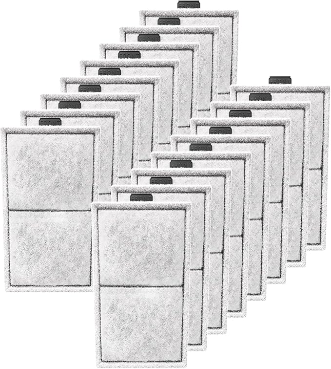 16 Pack PF-S Filter Cartridges Only Fit to Top Fin PF10 Power Filter, Fish Tank Filter Cartridges Replacement NOT Compatible with Imagitarium/CN-S Filter (5.12 x 3.03 inches, not Include Handle)