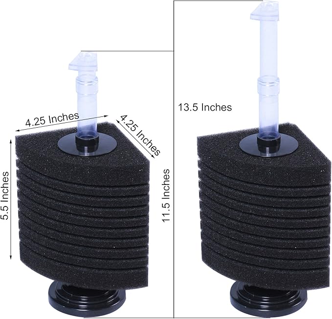 AQUANEAT Aquarium Bio Corner Sponge Filter, for Breeding Shrimp Nano Fish Tank, up to 90Gal