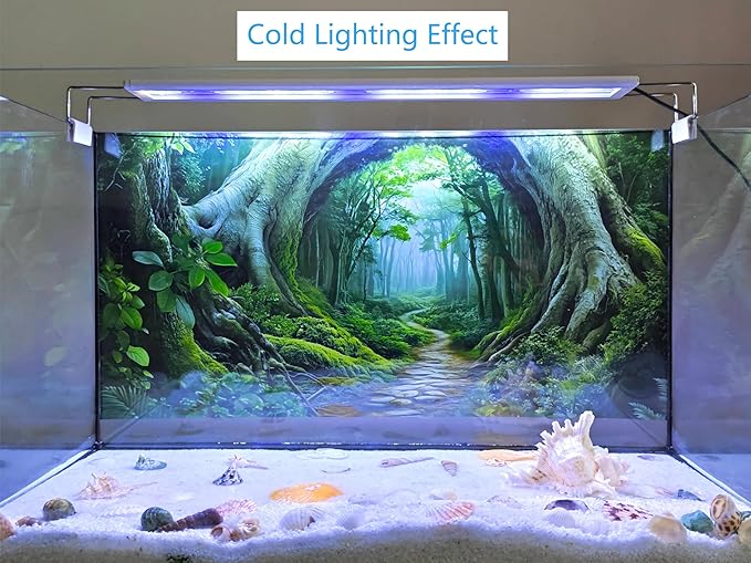 Tree Hole Aquarium Fish Tank Background Tropical Forest Plants Reptile Tank Background 24x12 Inches PVC Glass Container Decoration with Tapes