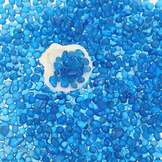 6.6 lb Fish Tank Gravel Glass Pebbles Sea Blue Aquarium Gravel Fish Tank Pebbles Fish Tank Rocks Aquarium Stones for Vase Fillers Garden Aquarium Terrarium Flowerpot Potted Plants Decoration