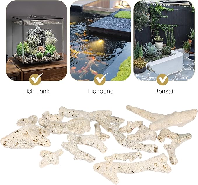 iplusmile Aquarium Coral Stone Bottom Gravel 1.77 Inch Natural Fish Tank Filtration Material Decorative Aquarium Stones for Freshwater and Marine Tanks
