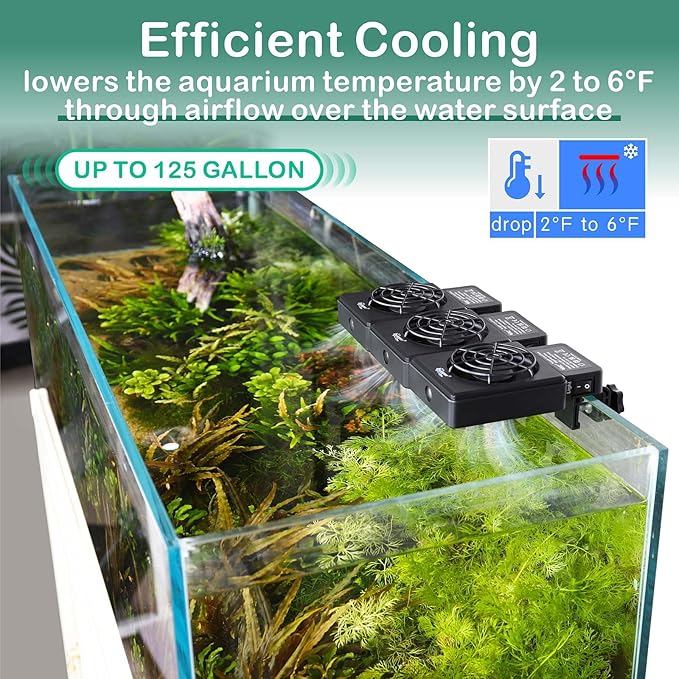 hygger Aquarium Cooling Fan Quiet 3-Head Fish Tank Chiller with Adjustable Speed & Timer Aquarium Cooler for Axolotl Tank/Terrarium/Saltwater/Freshwater Accessories