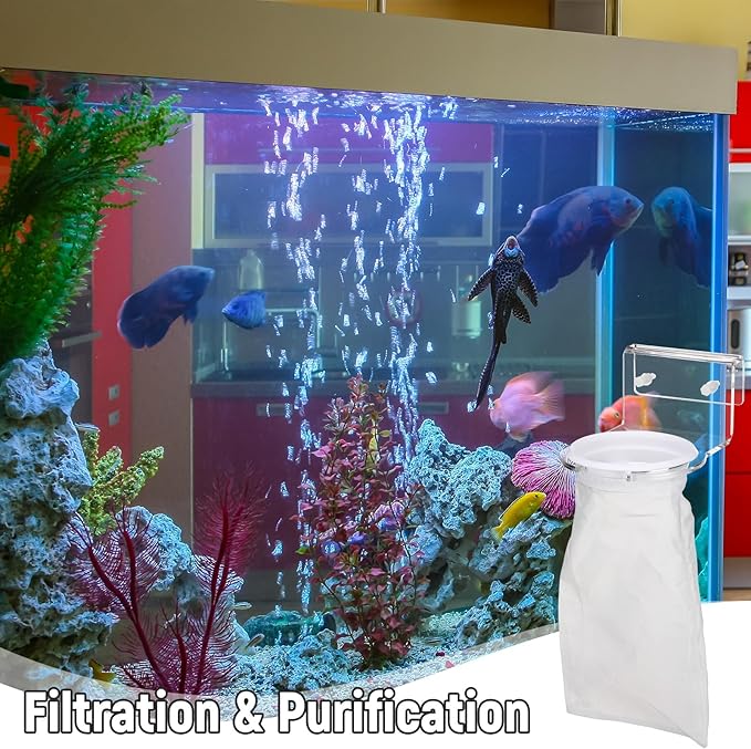 8 Pcs 4 Inch Ring Filter Sock 200um Micro Aquarium Nylon Filter Bags and 1 Pcs 4" Acrylic Pre Sump Sock Holder Aquarium Socks for Tank Sump Saltwater Freshwater