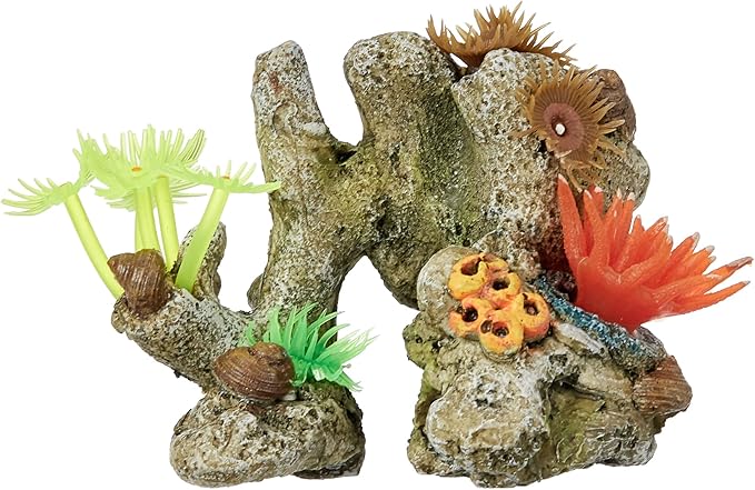 Nobby Coral Stone with Plants Aquarium Ornaments, 11 x 7 x 8.5 cm
