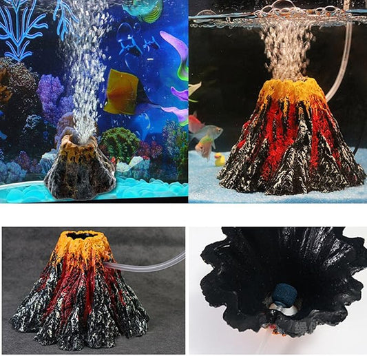 Aquarium Bubbler Volcano Rocks Ornament Decoration kit