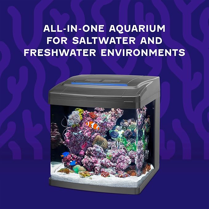 Coralife SMART BioCube Jr, Aquarium Kit, Wi-Fi and Bluetooth Compatible, for Saltwater and Freshwater Environments, 14 Gallons