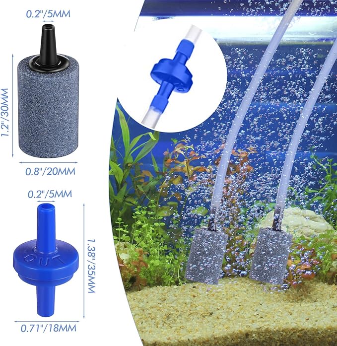 Shappy 20 Feet 36 Pcs Aquarium Air Pump Accessories, Standard 1/5" Tubing Aquarium Air Tubing for Fish Tank Contains Stones, Check Valves, Suction Cups, Straight Connectors, T-connectors