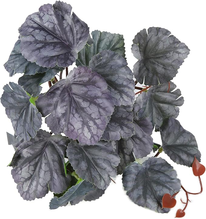 2PCS Artificial Water Plant,Simulation Vine,Lifelike Plastic Leaves Decoration with Suction Cup,Plastic Plant Aquatic Water Grass Decor for Fish Tank (Bicolor Begonia Leaves)