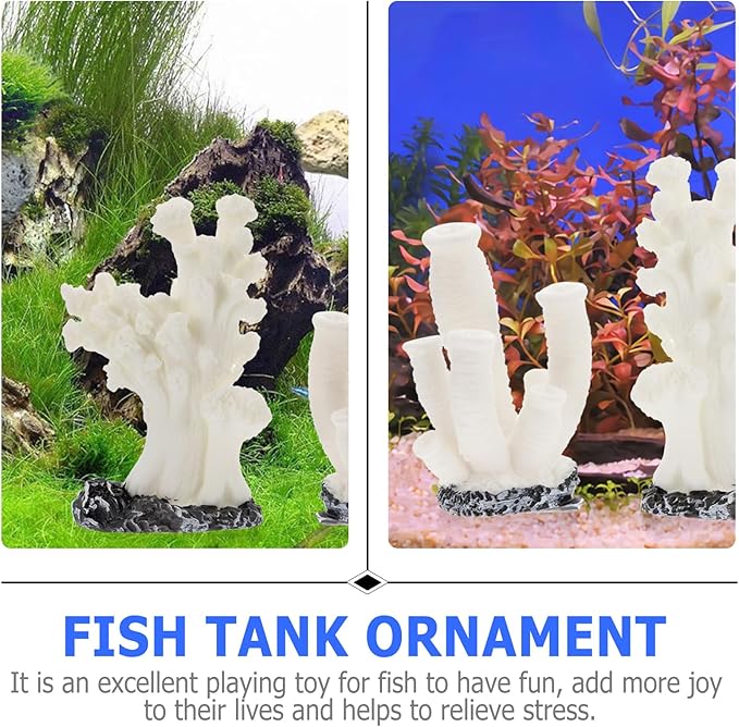 NOLITOY 5pcs Artificial Aquarium Coral Ornament, Simulated Coral Faux Fish Tank Plants Decorations for Landscaping Accessories Tabletop Decor