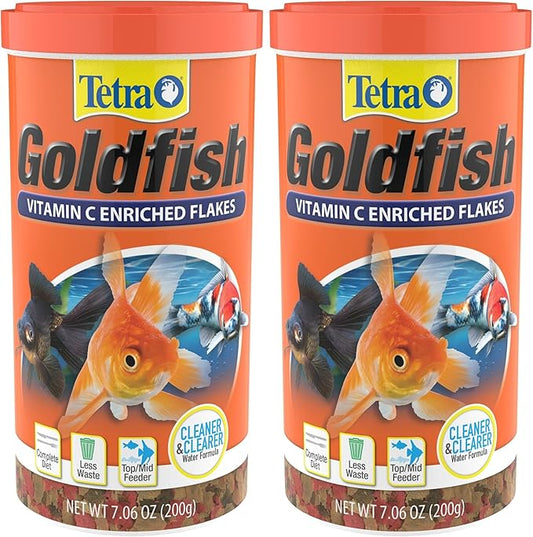 Tetra Goldfish Flakes, Nutritionally Balanced Diet for Aquarium Fish, Vitamin C Enriched Flakes, 7.06 oz (Pack of 2)