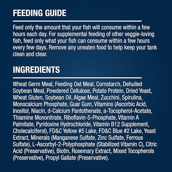 Tetra PlecoWafers for Algae-Eating Fish, 6.5 Ounces, Complete Daily Diet for Herbivore Bottom-Feeding Aquatic Pet, Sinking Fish Food to Support Digestibility