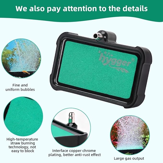 hygger Air Stone for Aquarium: High Dissolved Oxygen Diffuser Kit for Freshwater or Saltwater Fish Tank and Hydroponic Hydroponics Air Pump- 2.2W x 3L Inch Air Bubble Stone