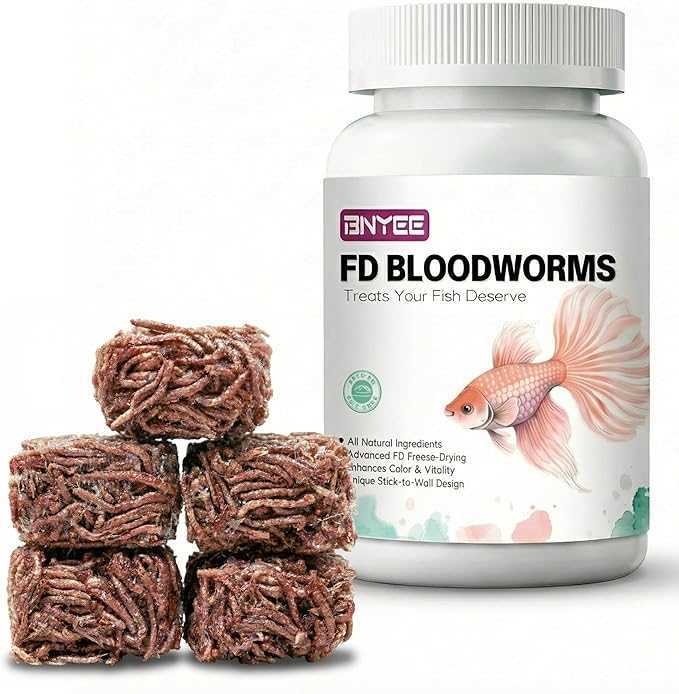 Blood Worms All Natural Tropical Fish Food for Small to Medium Sized Saltwater & Freshwater Fish - Betta Guppy Discus Cichlids Discus Goldfish Angel Fish
