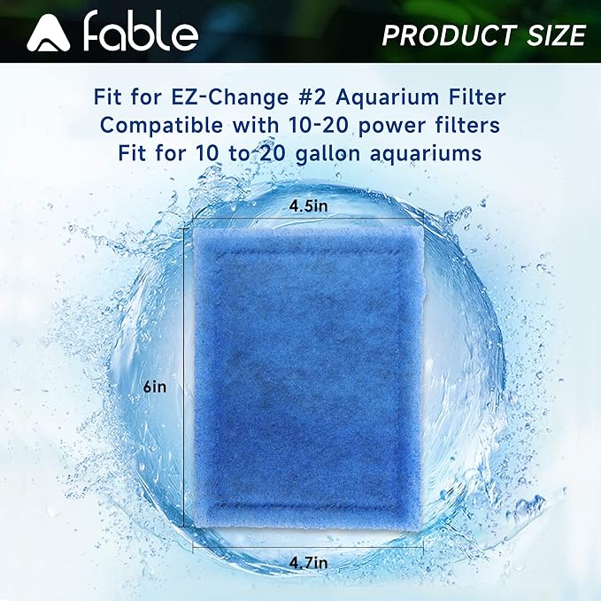 A Fable Aquarium Filter Cartridge Replacement for AquaTech EZ-Change #2 Aquarium Filter, for No.2 Cartridge, for marineland Filter b, Compatible with AquaTech 10-20 Gallon Power Filters (12 Pack)