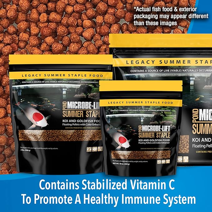 MICROBE-LIFT MLLSSXL Summer Staple Floating Fish Food Pellets for Ponds, Water Gardens, and Fountains, for Live Goldfish and Koi, 14 Pounds