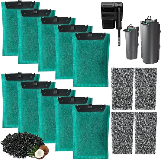 14 Bio-Bag Medium Filter Cartridges with Foam Filters Compatible with Tetra Whisper Internal Power Filter 5-10 Gallons and Whisper Bio-Bag Filters 10i/IQ10/PF10, ReptoFilter 20 Gallons