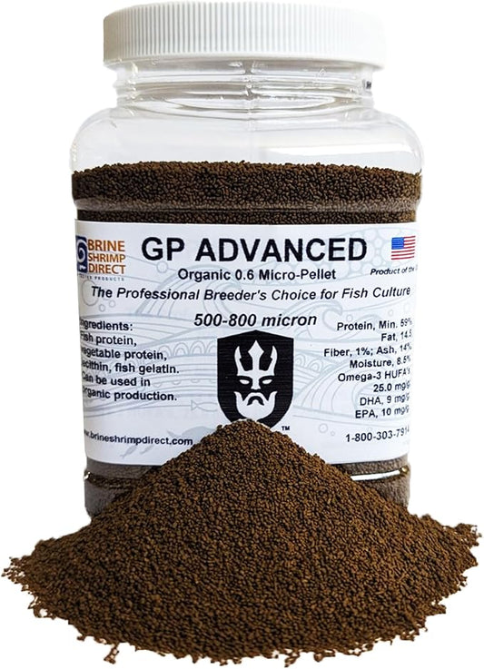 Brine Shrimp Direct GP Advanced Organic 0.6mm Micro-Pellet for Ornamental and Zebrafish, 8 OZ.