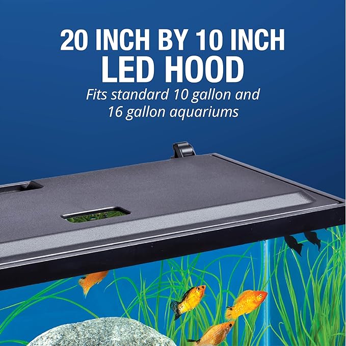 Tetra LED Aquarium Hood 20 in x 10 in, Low-Profile Fish Tank Cover with Hidden Lighting