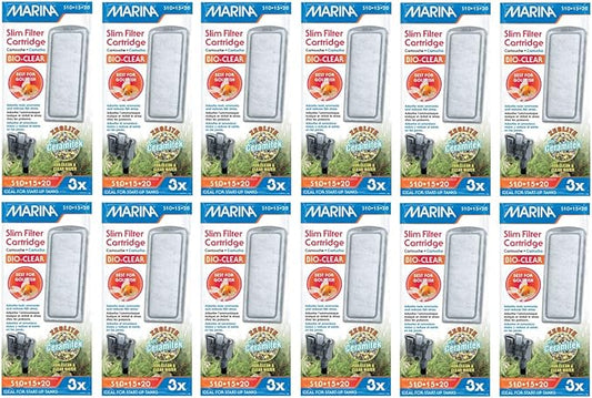 Hagen Marina Slim Filter Zeolite Plus Ceramic Cartridge for Aquarium, 3 count (12 Pack)