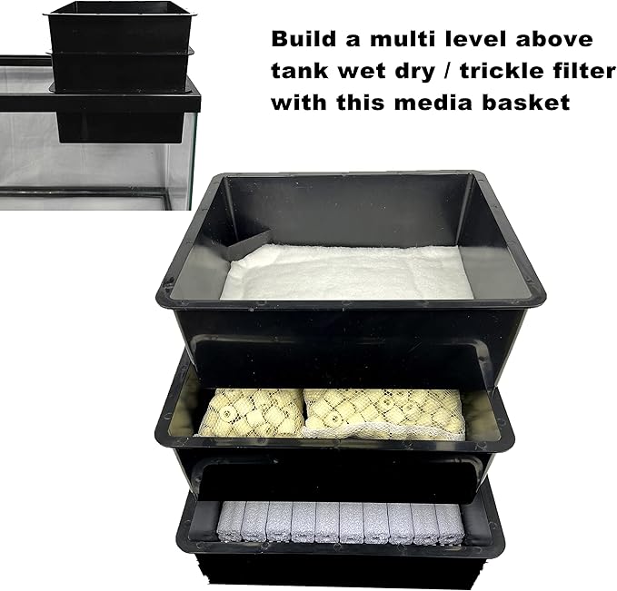 Aquarium Media Basket for 12" Wide Tank 20/29/30/55gal DIY Filter pad Sump Wet Dry Trickle Filter