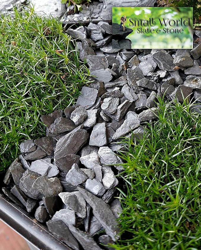 Natural Slate Stone - 1/4 to 1/2 inch Slate Gravel for Aquascaping Aquariums, Miniature or Fairy Garden, Aquarium, Model Railroad & Wargaming (1)