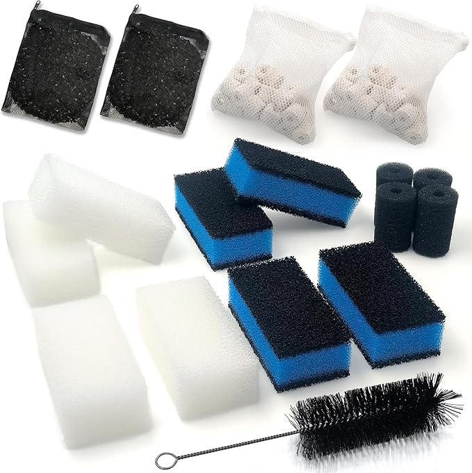 NEWKE 17 Pack Upgraded Three-Stage Filtration Tank Filter for AquaClear 50 Power Filter, Maintenance Kit Replacement for Fish Tank Filter for 20- to 50-Gallon Aquariums
