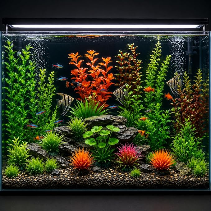 16-Piece Artificial Aquarium Plants Set – Vibrant, Realistic Fish Tank Decorations for Aquariums, Reptile Terrariums, and Aquatic Landscapes